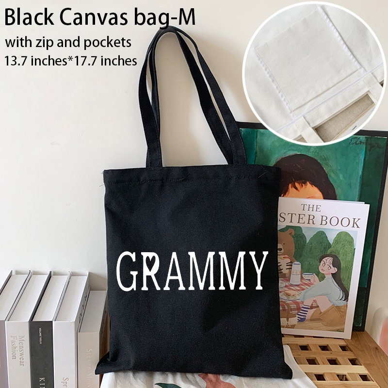 GraMMY Geschenk-Tasche – Reißverschluss-Tasche Aus Segeltuch, 23,5x17 Cm, Beige, Für Oma & Muttertag