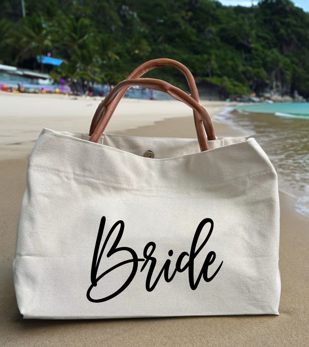 Sweetude Bride Bag Canvas Tote Bag with Zipper Bride Gifts Makeup Bag  Bridal Shower Gifts for Bachelorette Party Bridal Shower Wedding Gift