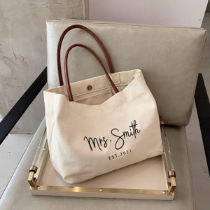 custom tote bag-mrs beach bag personalized-beach tote bag bachelorette party beach bag-personalized tote bag personalized gift bride gift image 1