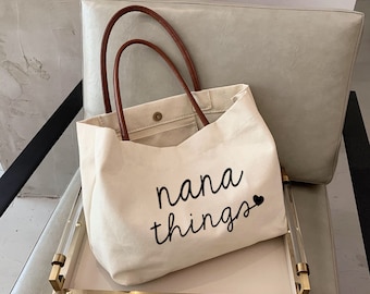 Nana dingen Tote bag -gepersonaliseerd oma cadeau-moederdagcadeau voor oma-nieuwe oma cadeau-cadeaus voor oma -KUR8