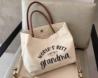 World's Best Grandma gift- grandma tote bag-Personalized bag -Grandma gift- tote bag With pockets