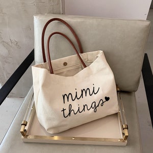 Mimi things Tote bag grandma gift personalized grandma gift mothers day gift for grandma-new grandma gift-gifts for grandma KUR1 image 1