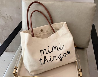 Mimi things Tote bag -grandma gift personalized grandma gift- mothers day gift for grandma-new grandma gift-gifts for grandma -KUR1