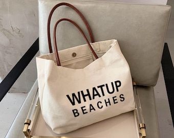 Bolsa de playa personalizada - Bolsa de playa personalizada para despedida de soltera - Bolsa de playa personalizada - Bolsa de playa de lona personalizada - WB1