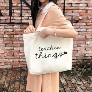 Teacher things Tote bag - gift for teacher-personalized teacher gift-canvas tote bag With zipper and pocket-TEA724