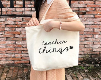 Teacher things Tote bag - gift for teacher-personalized teacher gift-canvas tote bag With zipper and pocket-TEA724