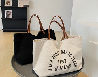 it is a good day to teach tiny humans teacher gifts-personalized gift teacher gifts tote bag-tea3