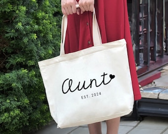 Aunt gift, Aunt bag, personalization aunt gift, New Aunt To Be gift, Best Favorite Aunt canvas tote bag-KUR9