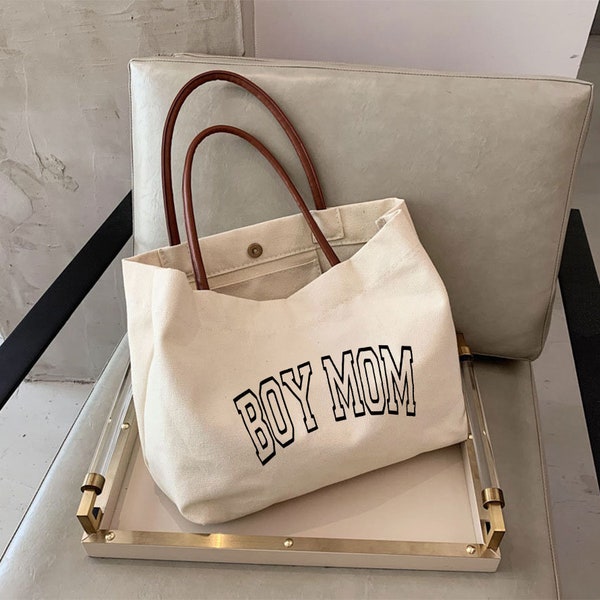 Boy Mom Canvas Tas, Mama Tote Bag, Boy Mom Tote Bag, Moederdag Cadeau, Cool Mom, First Mothers Day Gift, Gepersonaliseerd cadeau, New Mom Gift-PPM4