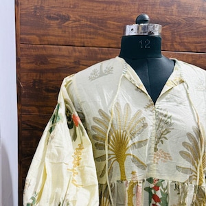 Indisches Handblockdruck-Blumenfrauenabnutzungskleid, Midikleid, indisches Minikleid, langes Blockdruckkleid, weiches Baumwollkleid, Blumenmädchenkleid