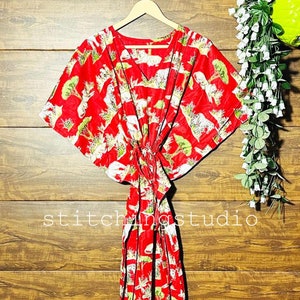 Animal Print Cotton Kaftan, Indian  Kaftan, Long Caftan, Dress For to be Moms, Beach Cover Up, Sleepwear Dress, Indian Kaftan, Maxi Dress