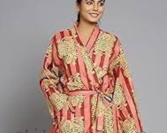 Tiger Print Cotton Kimono Robe | Organic Loungewear