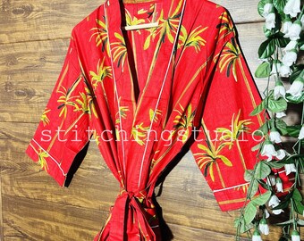 Beautiful Floral Print Cotton Kimono Robes for Women Indian Dressing Gown Unisex Blockprint Beach Cover ups Bridesmaid Gifts