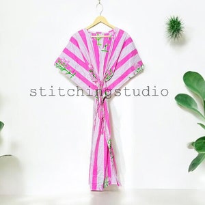 Cotton Kaftan Indian Floral Kaftan Long Caftan Dress For to be Moms Beach Cover up Sleepwear Indian Kaftan Maxi Dress Bikini Cover Up Caftan