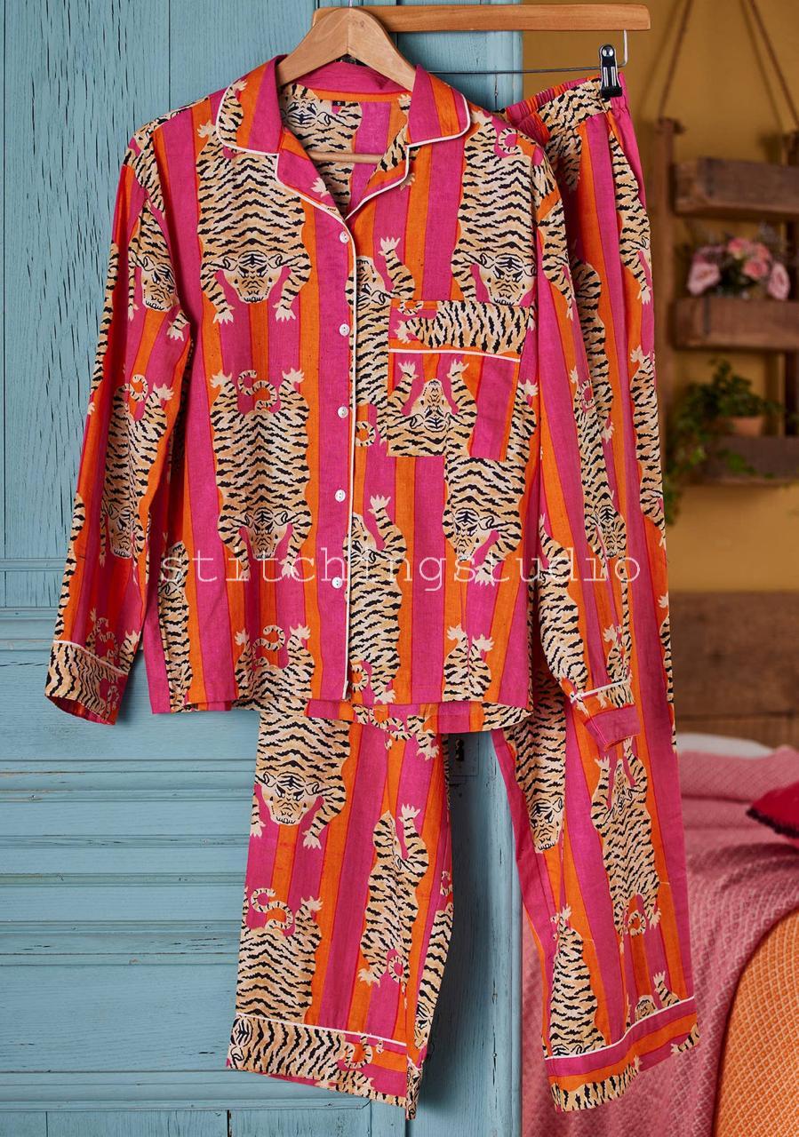 Tapir Pyjamas Tiger Print Cotton Pajama Set: Bohemian Sleepwear - Etsy