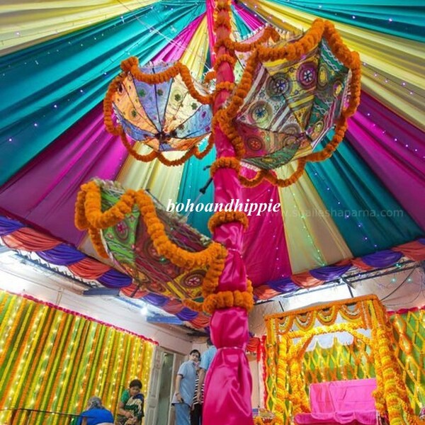 Wholesale Mix Color Lot 5 To 100 Pcs Indian Wedding Decoration Umbrella, Handmade Umbrella Decorations, Home Decor Parasols Cotton Umbrellas