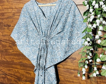Cotton Kaftan, Indian Floral Kaftan, Long Caftan, Dress For to be Moms, Beach Cover up Sleepwear, Indian Kaftan, Maxi Dress, Bikini Coverup