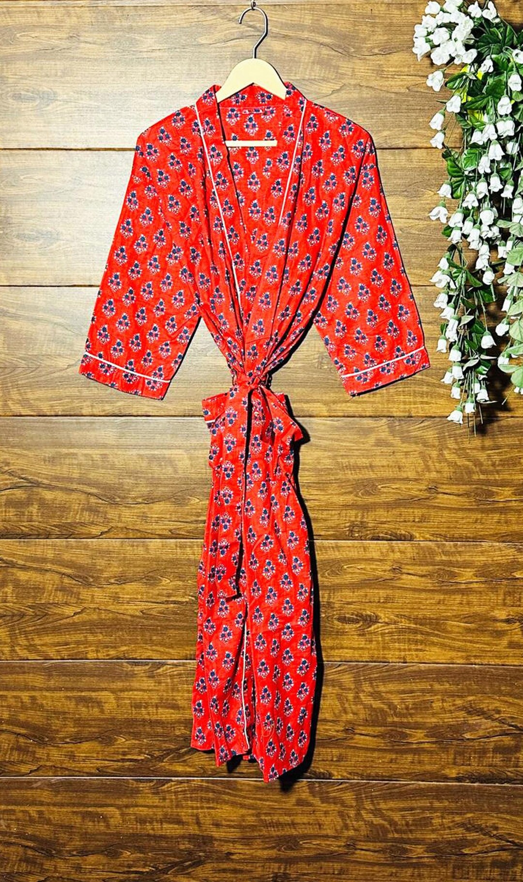 Floral Cotton Kimono Robe, Rad Print, Bath Shower Dress - Etsy