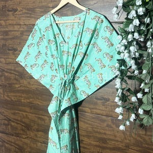 Cotton Kaftan, Tiger Print Kaftan, Long Caftan,Dress For to be Moms, Beach Cover up, Sleepwear, Indian Kaftan, Maxi Dress,Bikini Cover Up