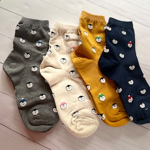 Penguin sock, gift for penguin lovers teenagers, low Crew Socks, Everyday Socks, Back to School Essential, Holiday Gift Korean Cotton Socks