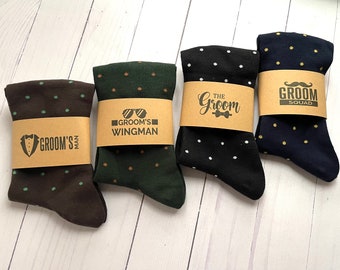 Gift for Groom Groomsman from Brides Wedding Day, Mini Polka Dots Men Socks, Dress Socks, Father's Day, Groom Squad Gift Korean Cotton Socks