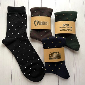 Men&#39;s Dress Socks, Gift for Groom Groomsman, Brides Wedding Day Gift, Polka Dots, Father&#39;s Day Gift, Groom Squad Gift Korean Cotton Socks