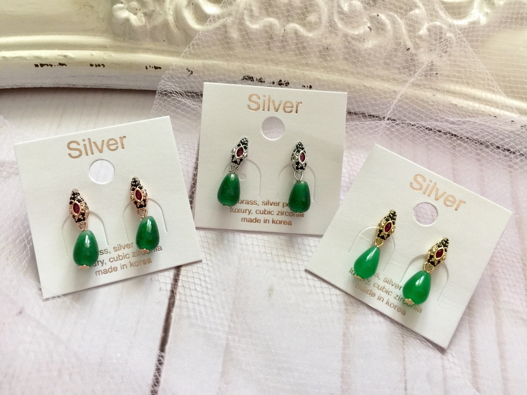 Korean Drama Star Seo Ye Ji Green Stone Earrings, It's Okay