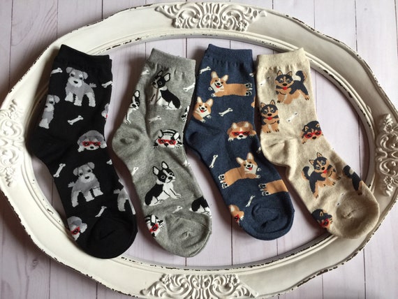 Dog Socks, dog lovers teenagers gift, low Crew Socks, Pet lovers, Spring Easter Basket Gift , Kawaii Korean Pet Socks, husky corgi terrier