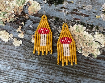Trailside Mushroom Earrings, Handmade, Nature Gift