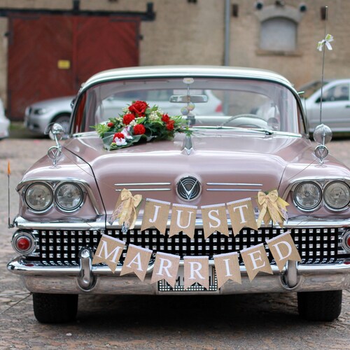 Wedding Banner Garland hochzeitsdeko wedding car "just Married" 1,7 M Silver 