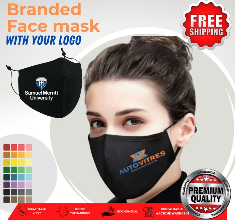 Bulk Custom Corporate Branded Face mask with Company Logo Etsy