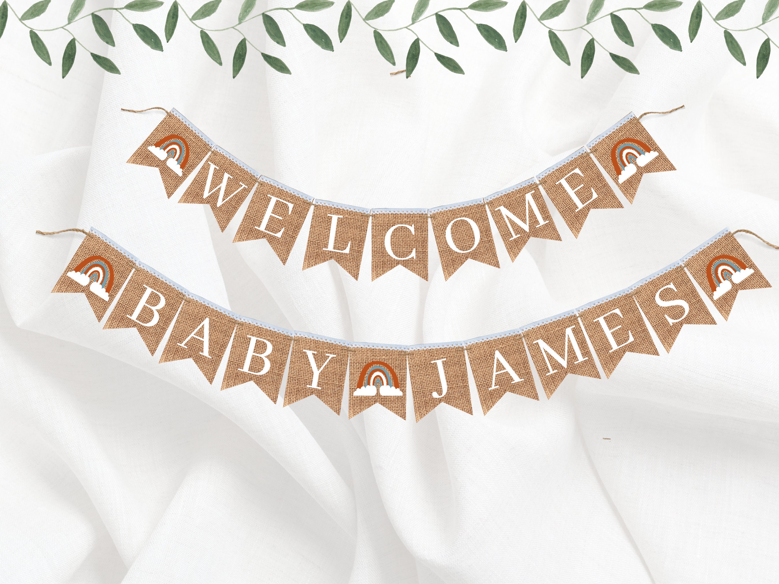 Baby Burlap Banner Neutral Nursery Decor for Boy Etsy