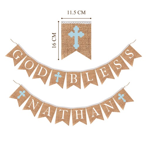 GOD BLESS BANNER Pink Baby Girl Baptism Burlap Bunting First Etsy