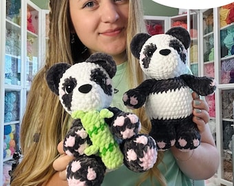 Crochet Panda Bear pattern , Bamboo, Crochet Patterns, Amigurumi Crochet Pattern, Low Sew Crochet Pattern