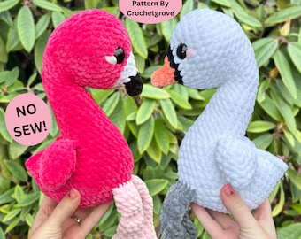 Modèle sans couture flamant rose et cygne au crochet Crochetgrove