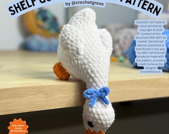 Shelf Goose Crochet Pattern | PDF Amigurumi Plush Goose | DIY Crochet Goose Shelf Sitter | CrochetGrove Pattern