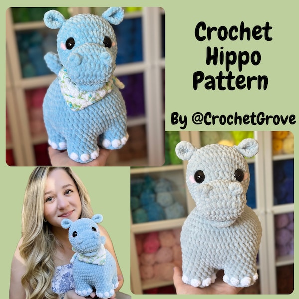 カバのかぎ針編みパターン、ローソーパターン、crochetgrove