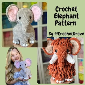 Patron éléphant au crochet, patron couture basse, crochetgrove