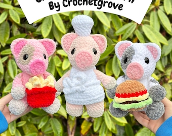 Pig Crochet Pattern crochet pattern, sitting pig, standing pig