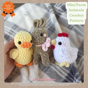 Trio Farm Animals Crochet Pattern Bundle Chicken Duck Bunny Amigurumi PDF CrochetGrove