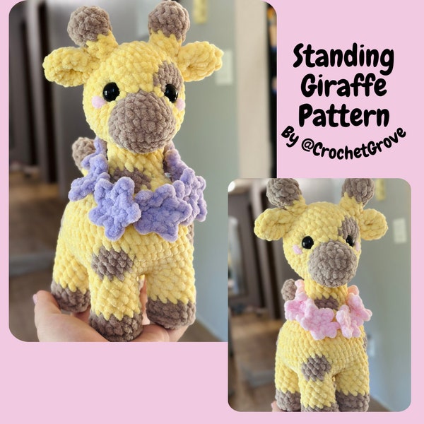 Standing giraffe, low sew pattern, crochetgrove