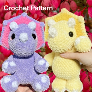 Triceratops Crochet Pattern crochet pattern, sitting triceratops, standing triceratops