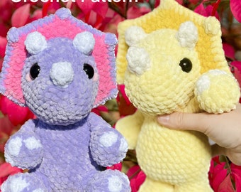 Triceratops Crochet Pattern crochet pattern, sitting triceratops, standing triceratops