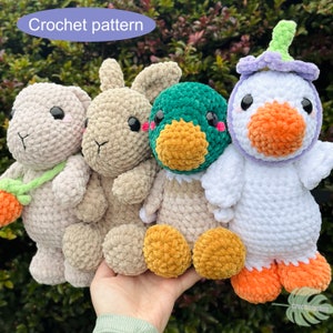 Bunny and Duck Crochet Pattern Bundle crochet pattern, sitting bunny/duck, standing bunny/duck.