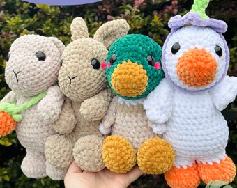 Bunny and Duck Crochet Pattern Bundle crochet pattern, sitting bunny/duck, standing bunny/duck.