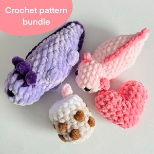 No sew axolotl, Heart, and Boba drink pattern bundle!