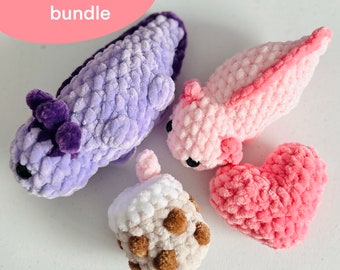 No sew axolotl, Heart, and Boba drink pattern bundle!