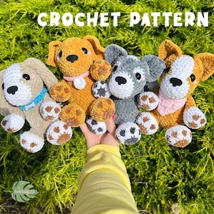 Puppy Crochet Pattern Häkelanleitung, sitzend, stehend, Husky, Beagle, Golden Retriever, Corgis, Hund Häkelanleitung, Welpe häkeln