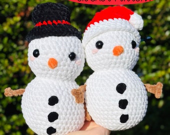 Patrón de crochet de muñeco de nieve sin costura