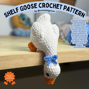 Shelf Goose Crochet Pattern | PDF Amigurumi Plush Goose | DIY Crochet Goose Shelf Sitter | CrochetGrove Pattern